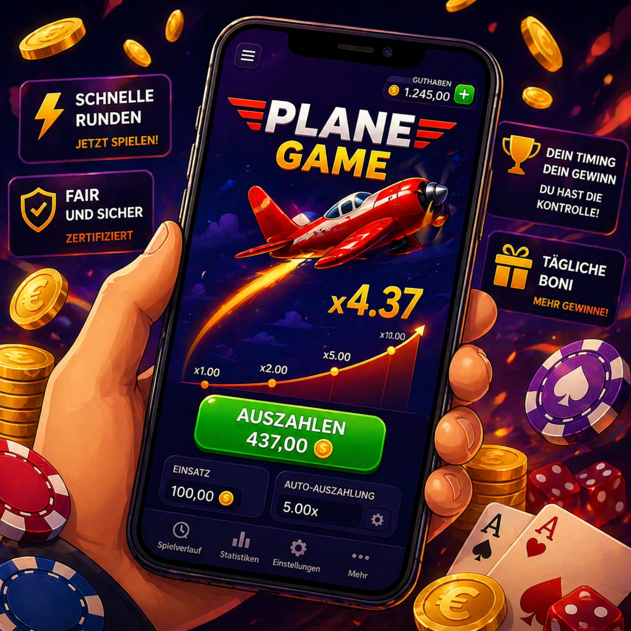 Mobile Nutzung des Stake Plane Game auf Smartphone und Tablet